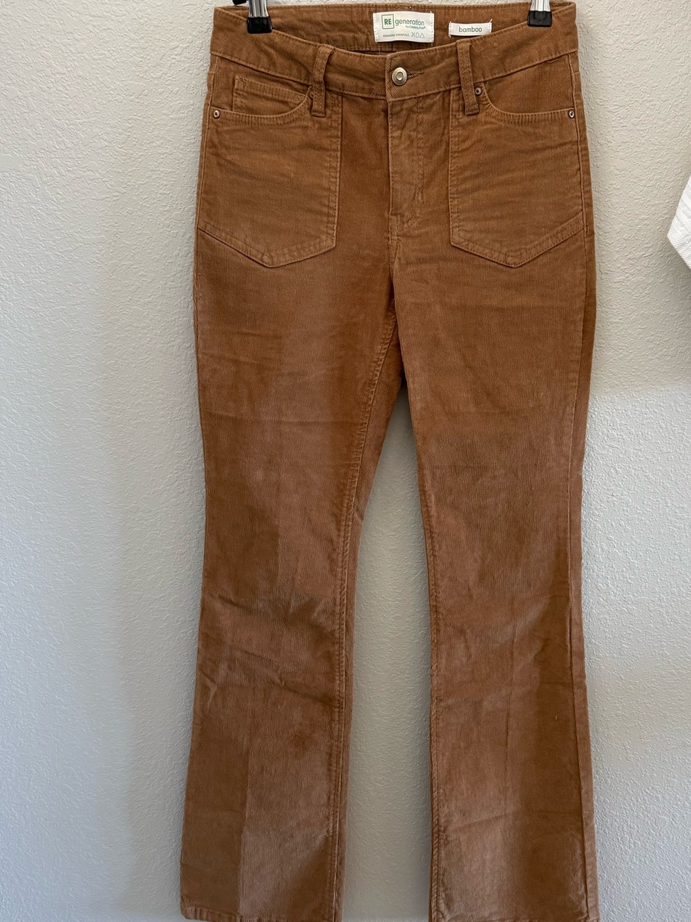 Celebrity Pink Brown Corduroy Flare Pants with Front Patch Pockets - Size 5/27